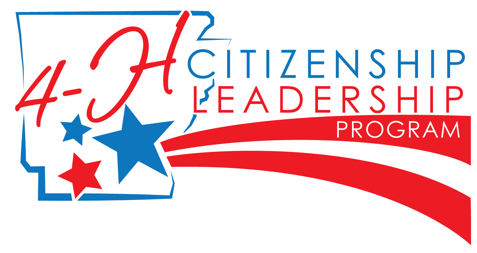 Red and blue 4-H Citizenship, Leadership Program logo