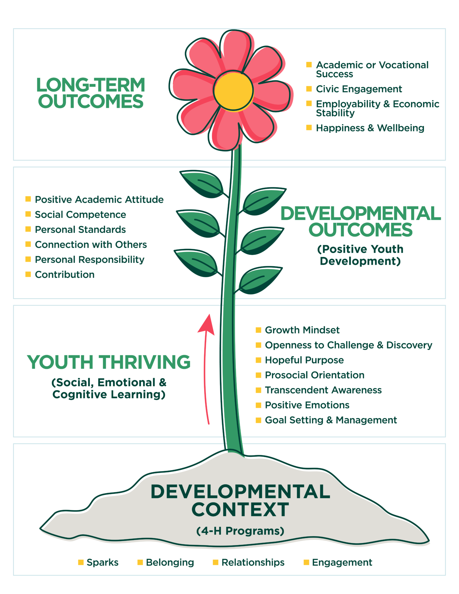 image of flower with 4-H Thrive Model