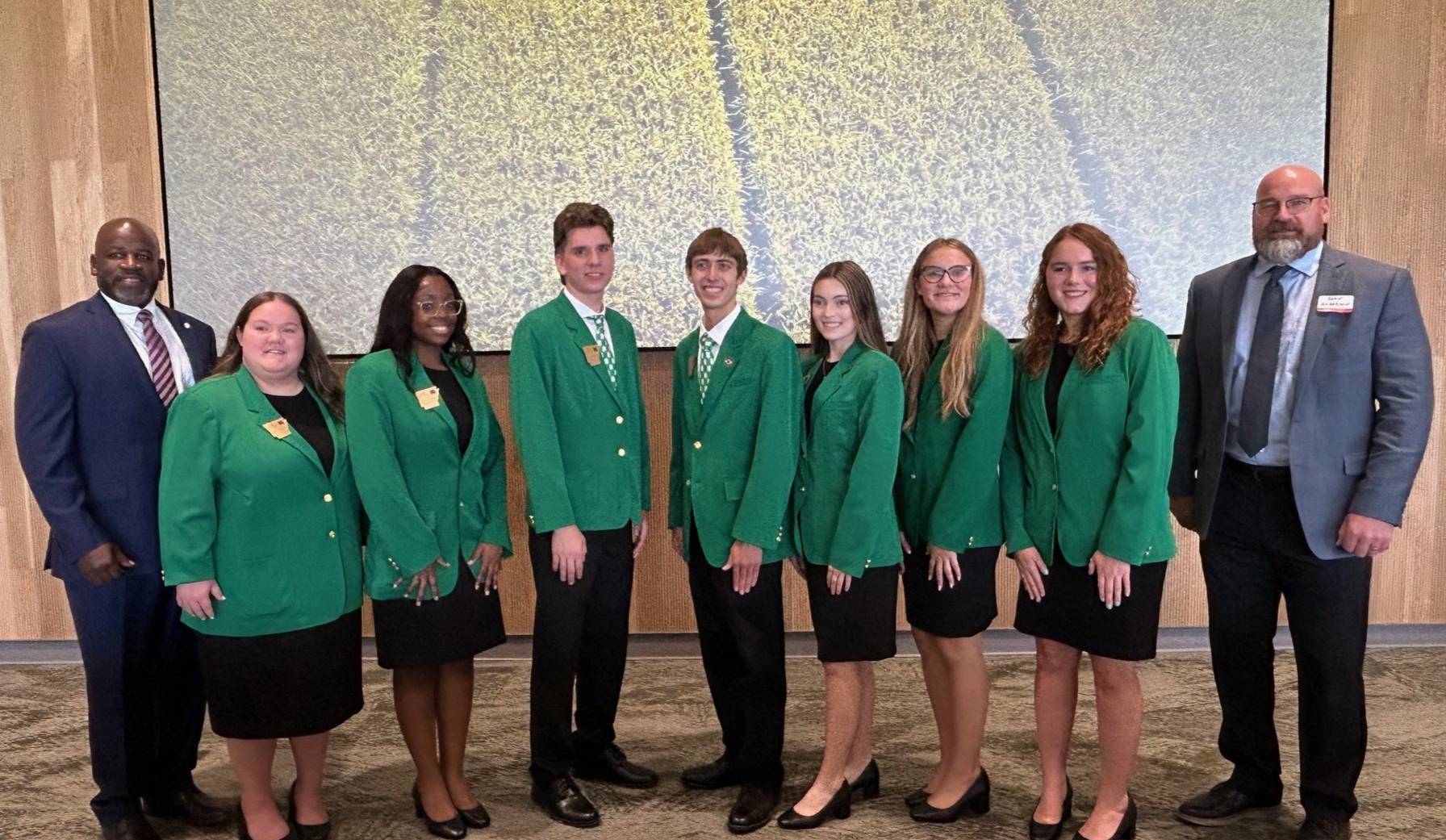 2024-2025 State Officer team with Dr. Fields and Dr. Anderson at the Grand Opening of NEEREC